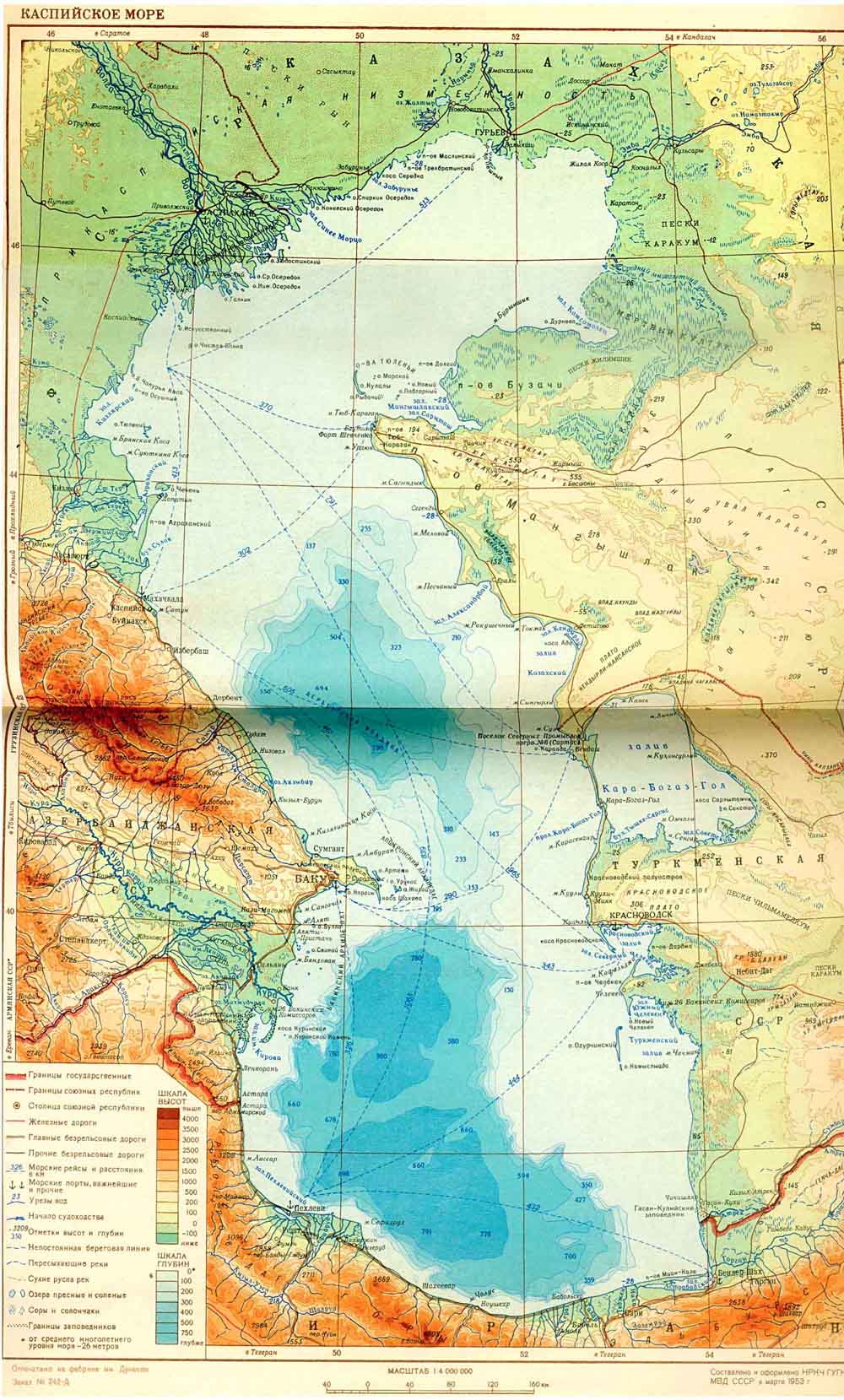 Показать карту каспийского моря